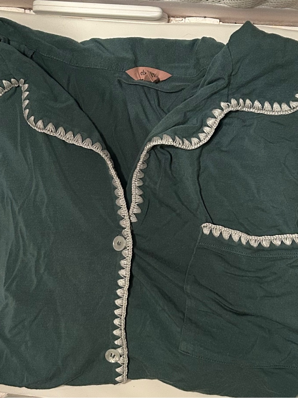Women's Forest Green Ruffle-Trim Pajama Top - Unbranded